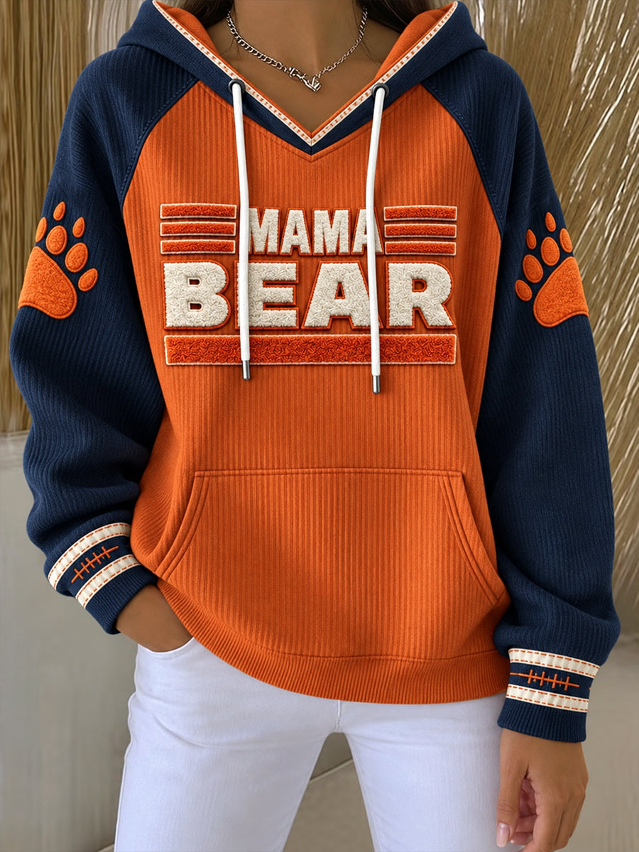 Women's Chicago Football Lover Bear Art Printed Hoodie gracestitchs