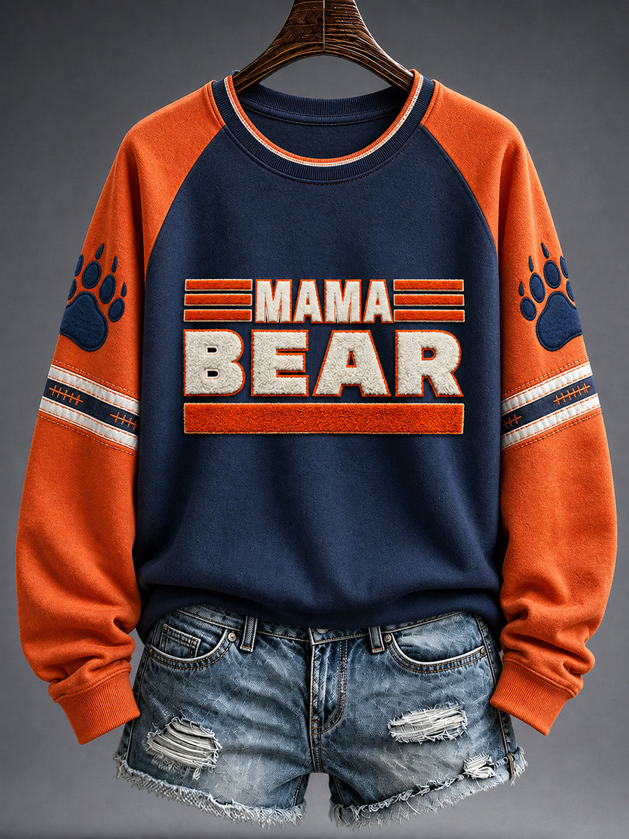 Women's Chicago Football Lover Bear Art Printed Sweatshirt gracestitchs