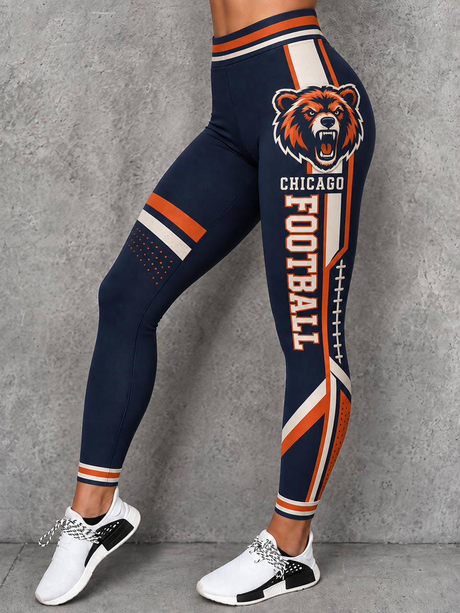 Women's Chicago Football Lover Bear Art Printed bottoms gracestitchs