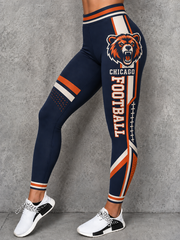 Women's Chicago Football Lover Bear Art Printed bottoms gracestitchs