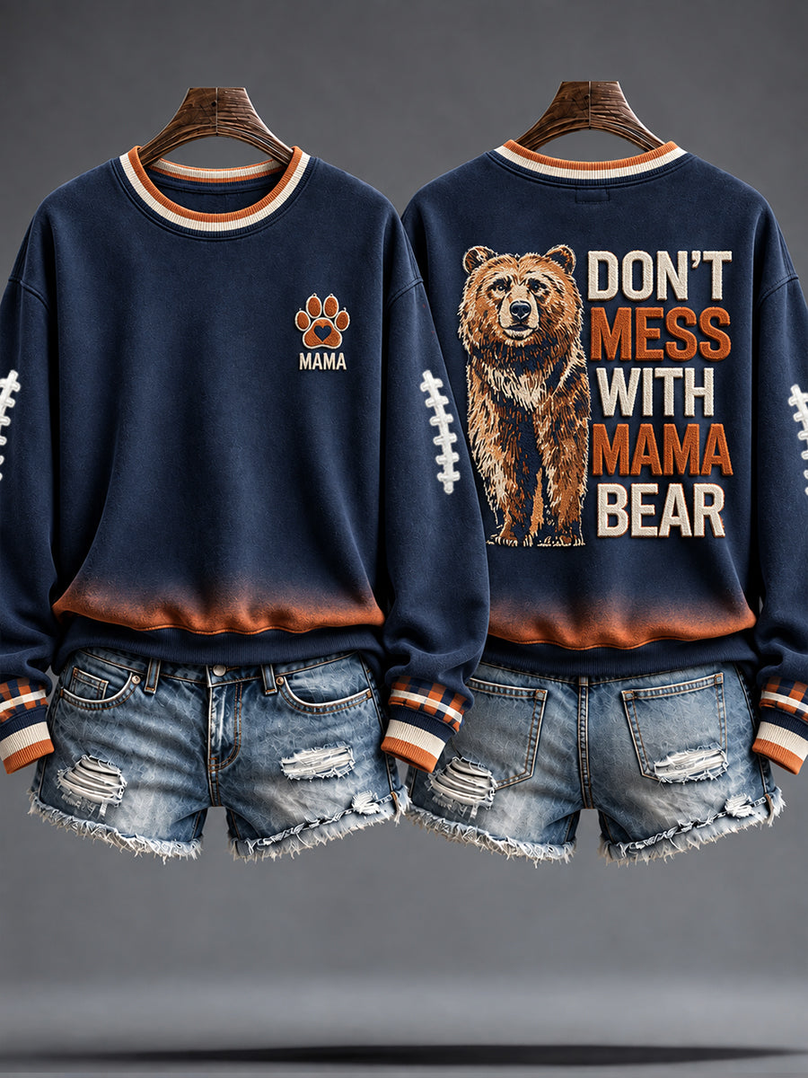 Women's Chicago Football Lover Bear Art Printed Sweatshirt gracestitchs