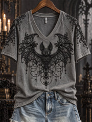 Women's Halloween Gothic Lace Bat Art Print short-sleeved T-shirt gracestitchs