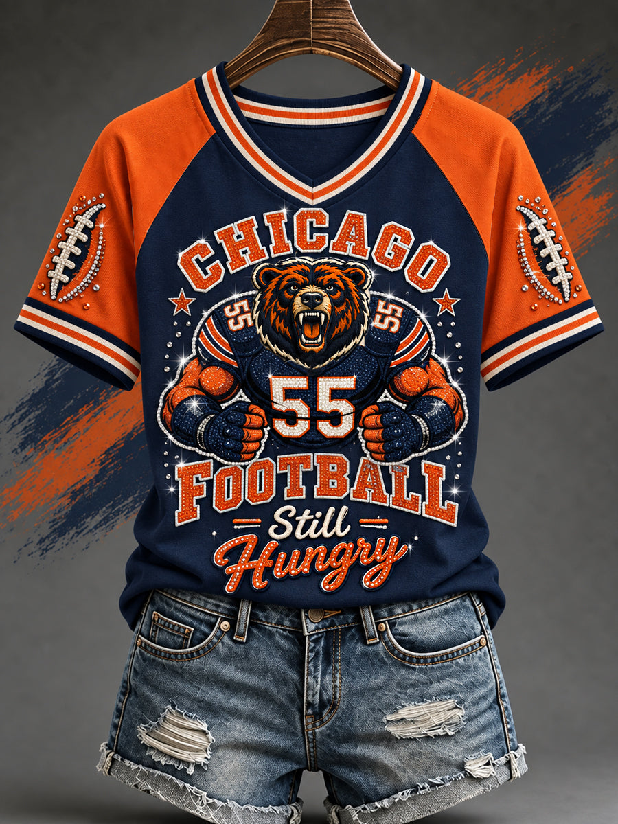 Women's Football Gameday Gift For Football Fans Casual V-Neck Tee gracestitchs