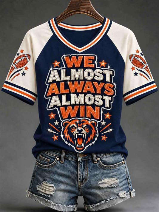 Women's Football Gameday Gift For Football Fans Casual V-Neck Tee