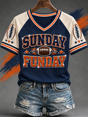 Women's Football Gameday Gift For Football Fans Casual V-Neck Tee gracestitchs