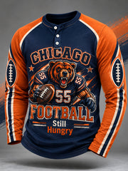 Men's Football Gameday Gift For Football Fans Casual Buttons Long Sleeve T-Shirt gracestitchs