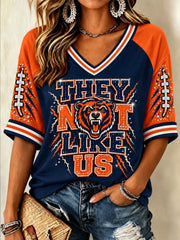 Women's Football Gameday Gift For Football Fans Casual Half-Sleeve V-Neck T-Shirt gracestitchs