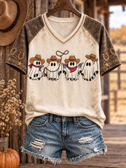 Women's Western Halloween Art Printed T-shirt gracestitchs