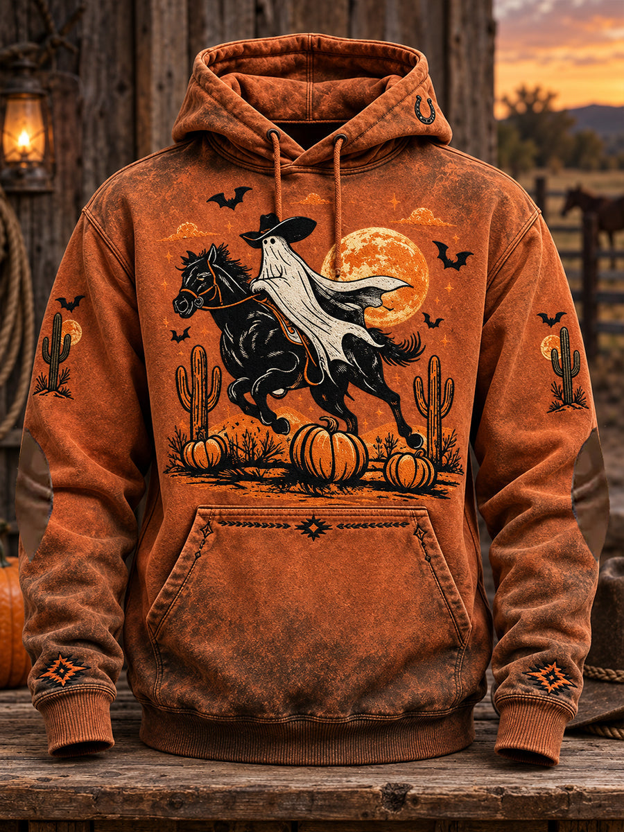 Men's Western Halloween Art Printed Hoodie gracestitchs