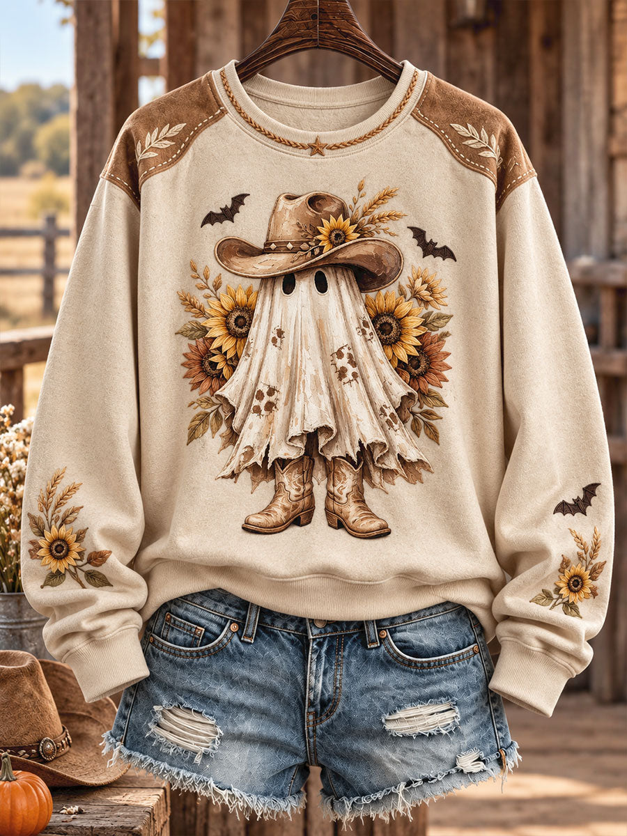 Women's Western Halloween Art Printed Sweatshirt gracestitchs