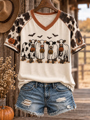Women's Western Halloween Art Printed T-shirt gracestitchs