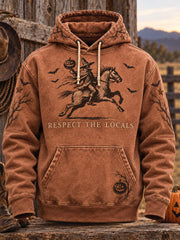 Men's Western Halloween Art Horses Cows Printed Hoodie gracestitchs