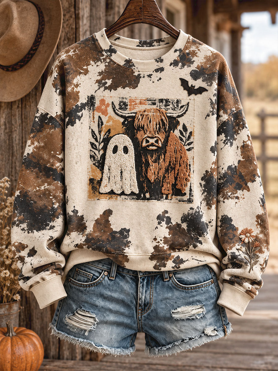 Women's Western Halloween Art Printed Sweatshirt gracestitchs