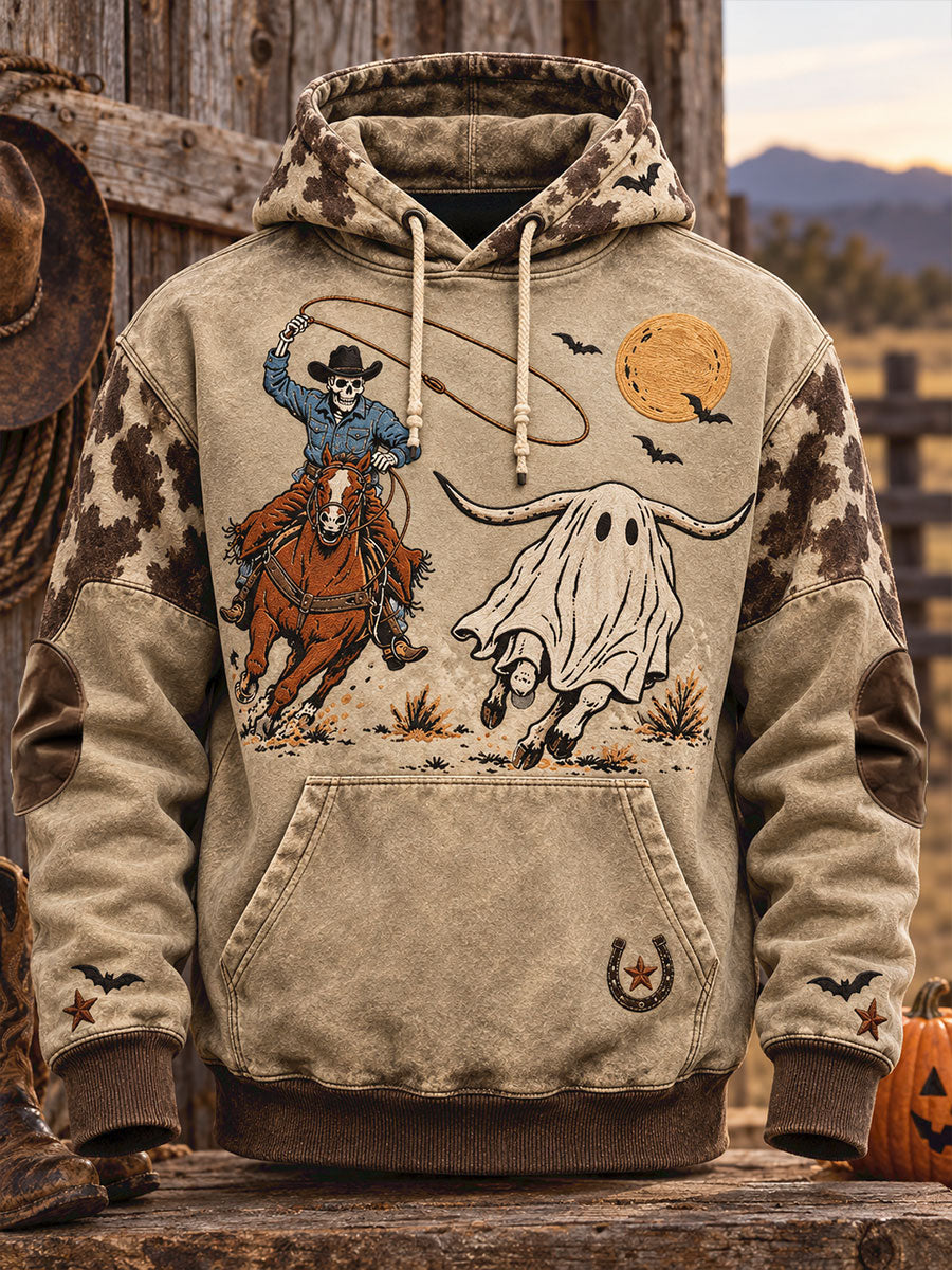 Men's Western Halloween Art Printed Hoodie gracestitchs