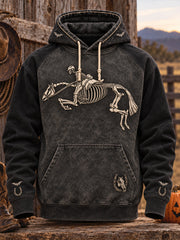 Men's Western Halloween Art Horses Cows Printed Hoodie gracestitchs