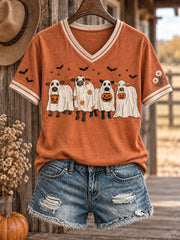 Women's Western Halloween Art Printed T-shirt gracestitchs