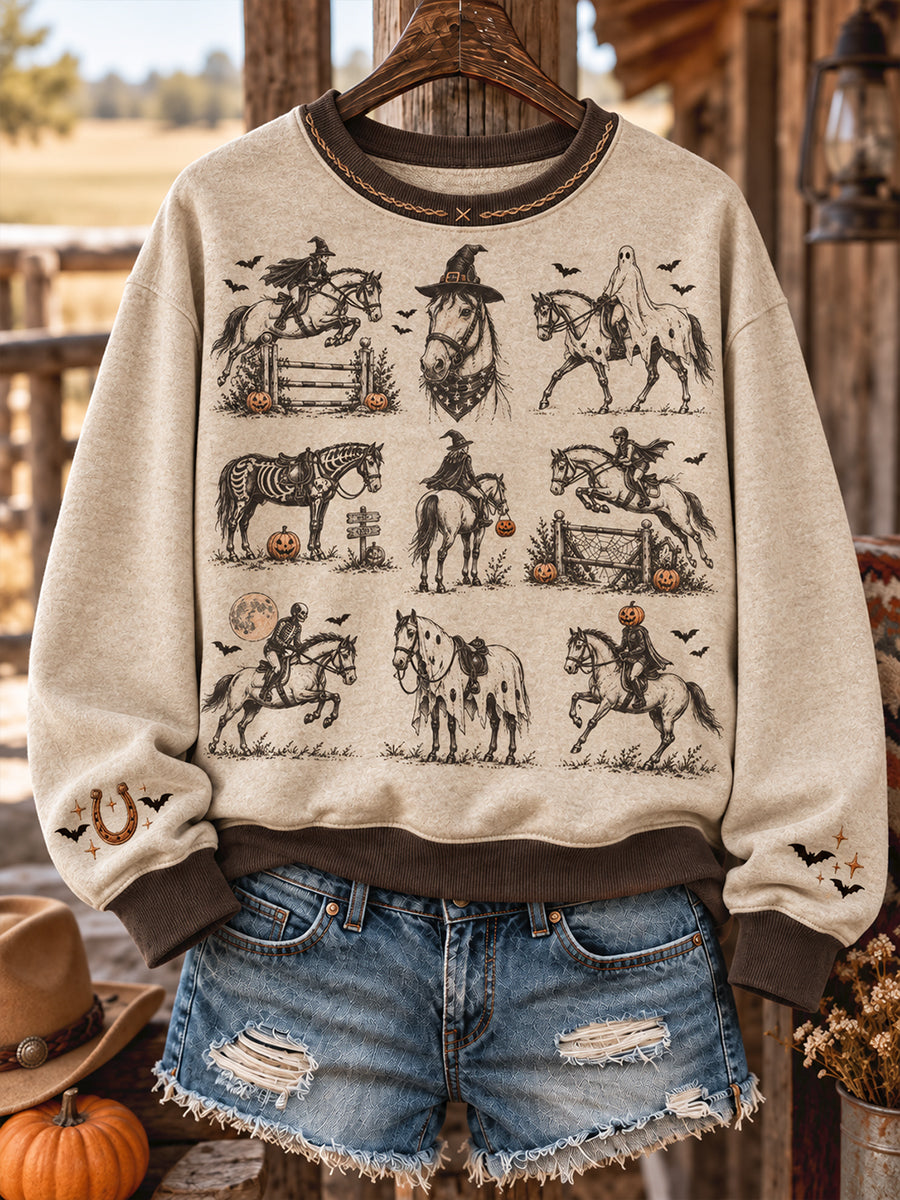 Women's Western Halloween Art Printed Sweatshirt gracestitchs