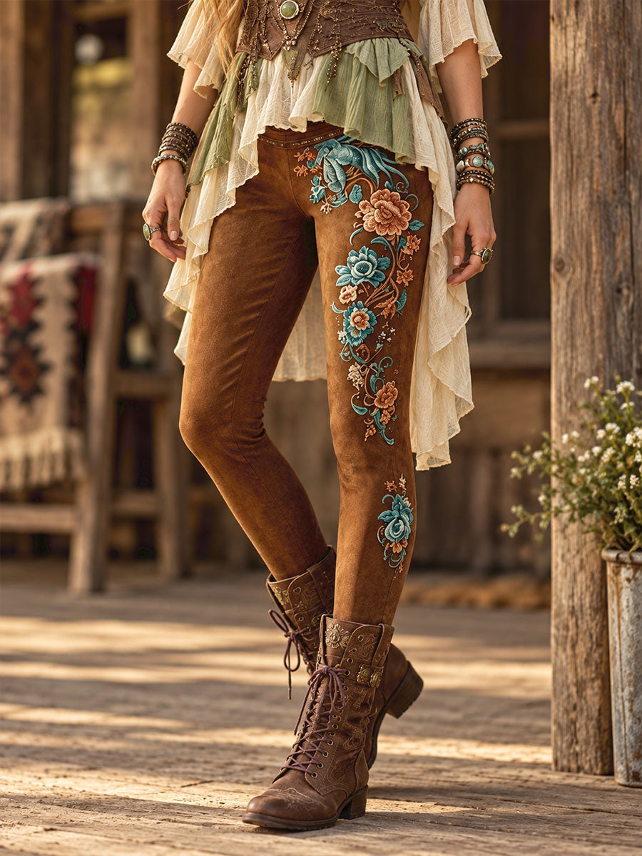 Women's Fall/Winter Floral Art Prtinted Leggings gracestitchs