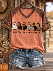 Women's Western Halloween Art Printed T-shirt gracestitchs