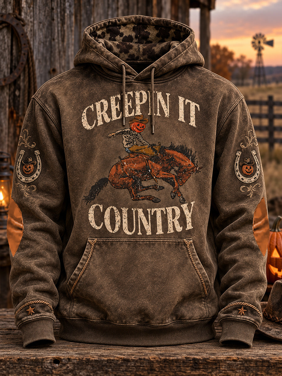 Men's Western Halloween Art Printed Hoodie gracestitchs
