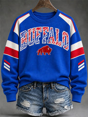 Women's Football Lover Buffalo Print Casual Sweatshirt gracestitchs