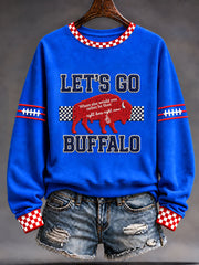 Women's Let's Go Buffalo Football Fans Lovers Gameday Casual Regular Sweatshirt gracestitchs