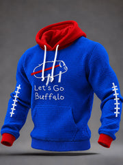 Wen's Let's Go Buffalo Football Fans Lovers Gameday Casual Checkered Cotton Hoodie gracestitchs