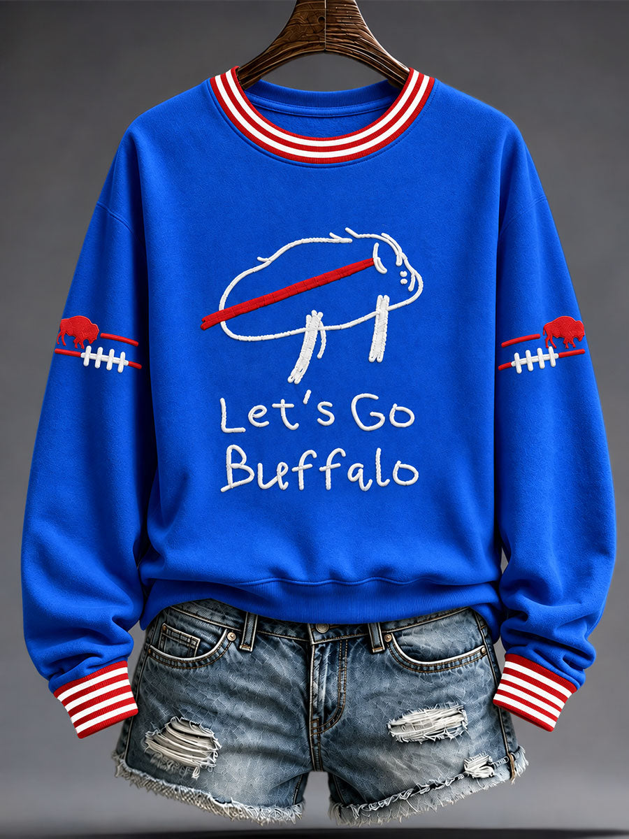 Women's Let's Go Buffalo Football Fans Lovers Gameday Casual Regular Sweatshirt gracestitchs