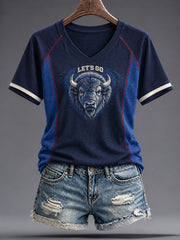 Women's Football Lover Blue&Red Art Printed T-shirt gracestitchs