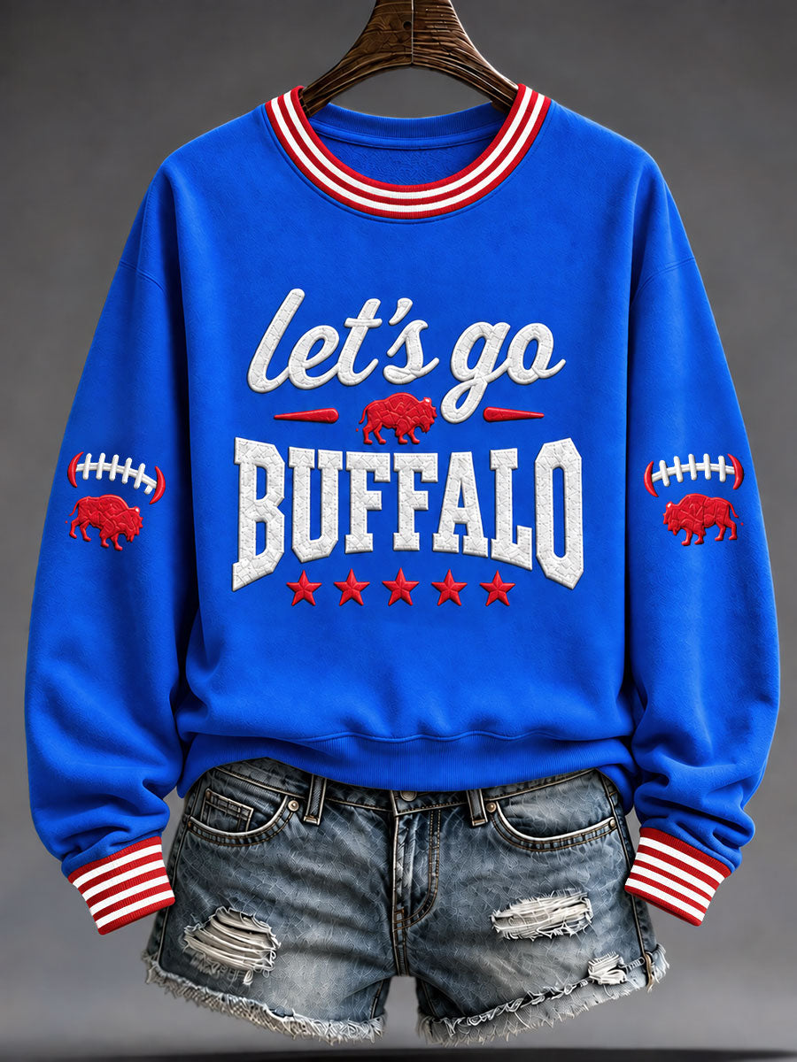 Women's Let's Go Buffalo Football Fans Lovers Gameday Casual Regular Sweatshirt gracestitchs