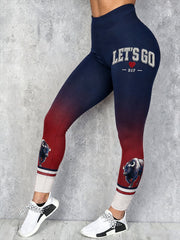 Women's Football Lover Blue&Red Art Printed Leggings gracestitchs