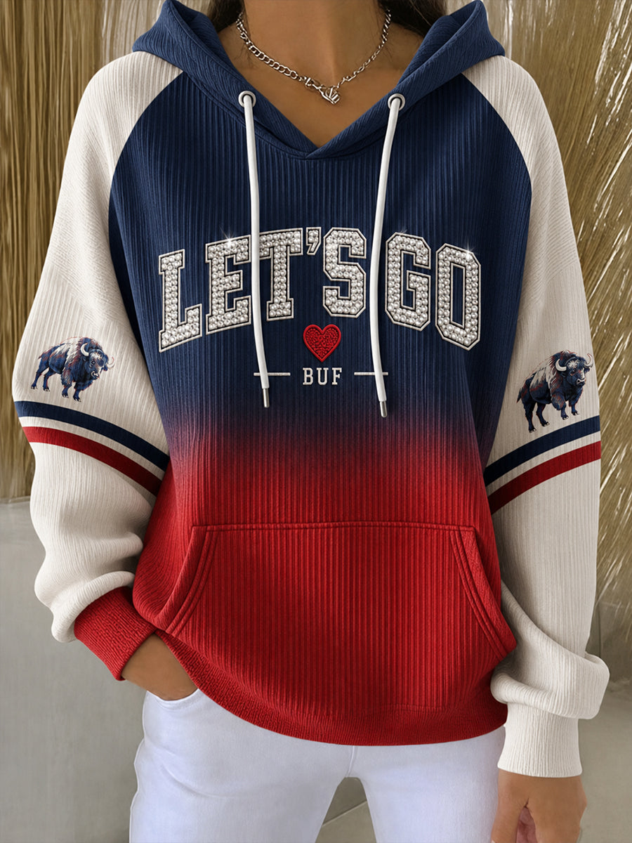 Women's Football Lover Blue&Red Art Printed Hoodie gracestitchs