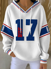 Women's Football Lover Blue&Red Art Printed Hoodie gracestitchs