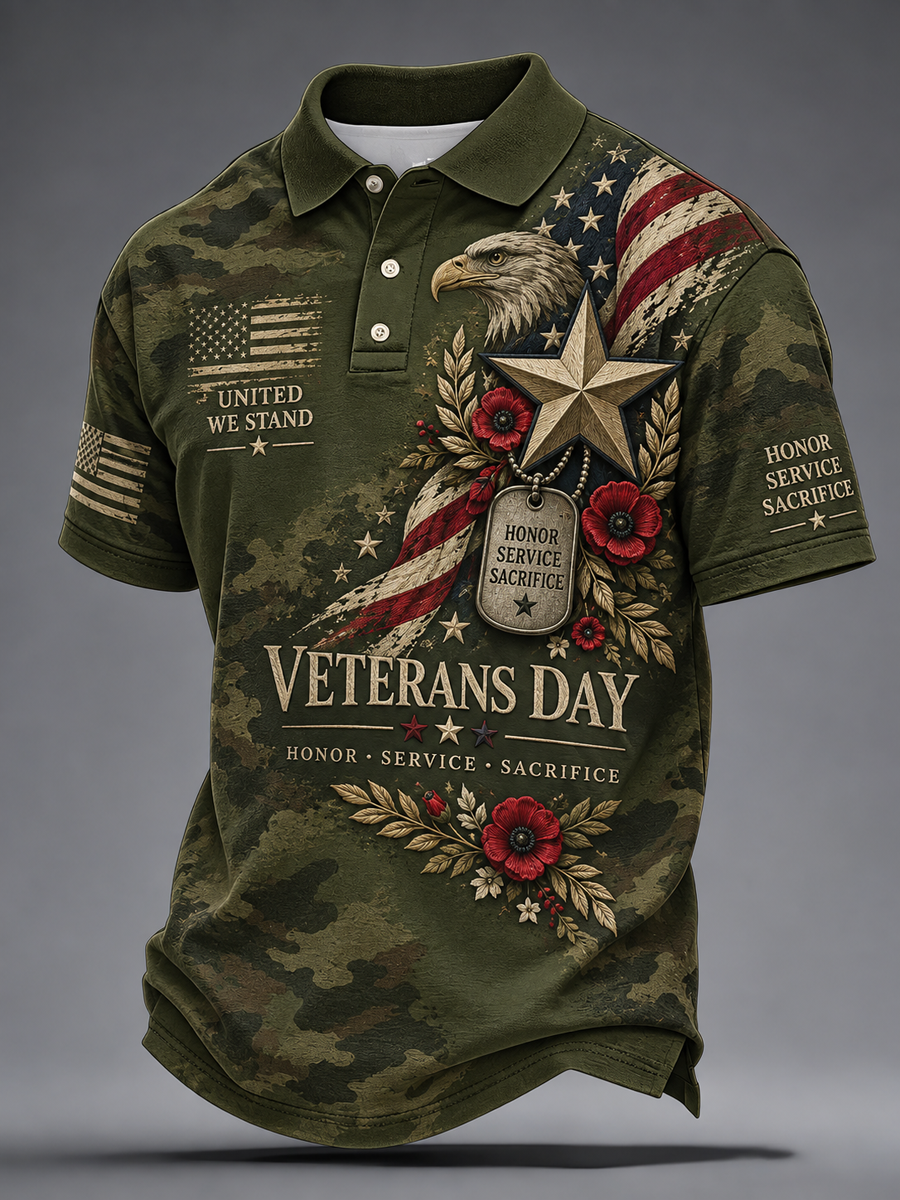 Men's U.S. Veterans Day Printed polo shirt gracestitchs