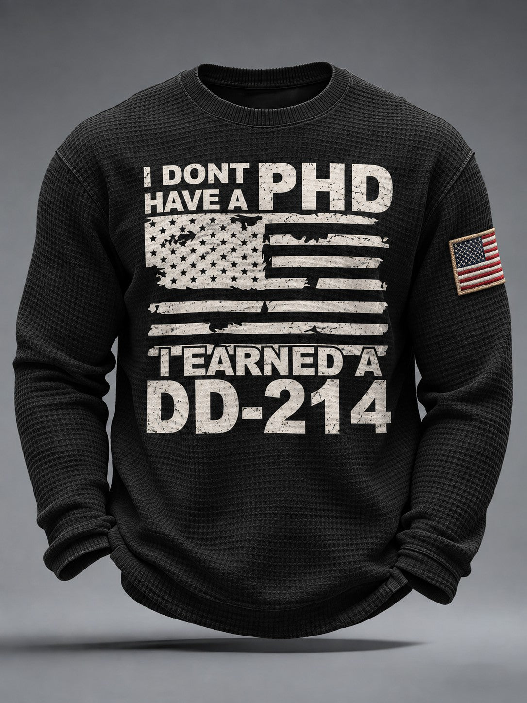 Men's Veterans Day Printed Waffle Long Sleeve T-shirt gracestitchs