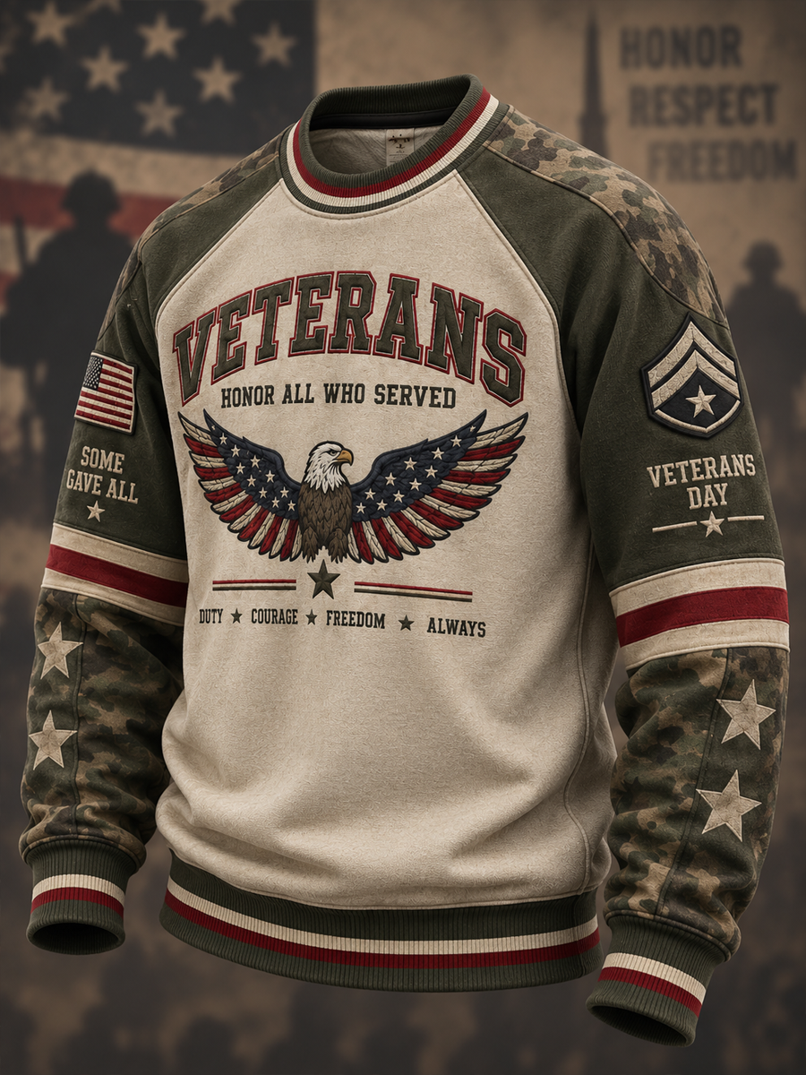 Men's U.S. Veterans Day Printed Crew Neck Sweatshirt gracestitchs