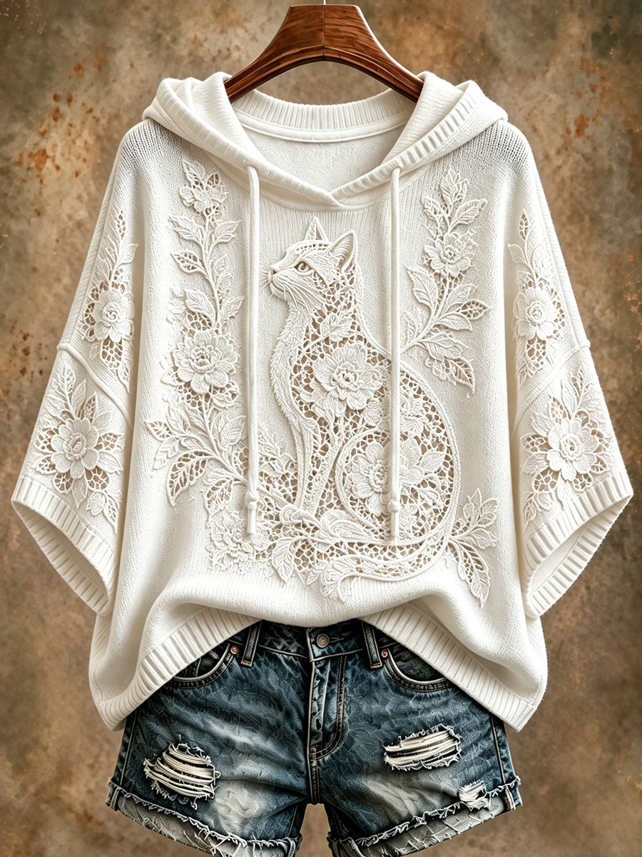 Women's Floral Cat Hoodies gracestitchs