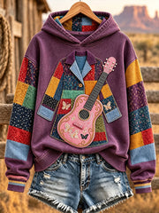 Women's colorful coat and pink guitar country music hoodies gracestitchs