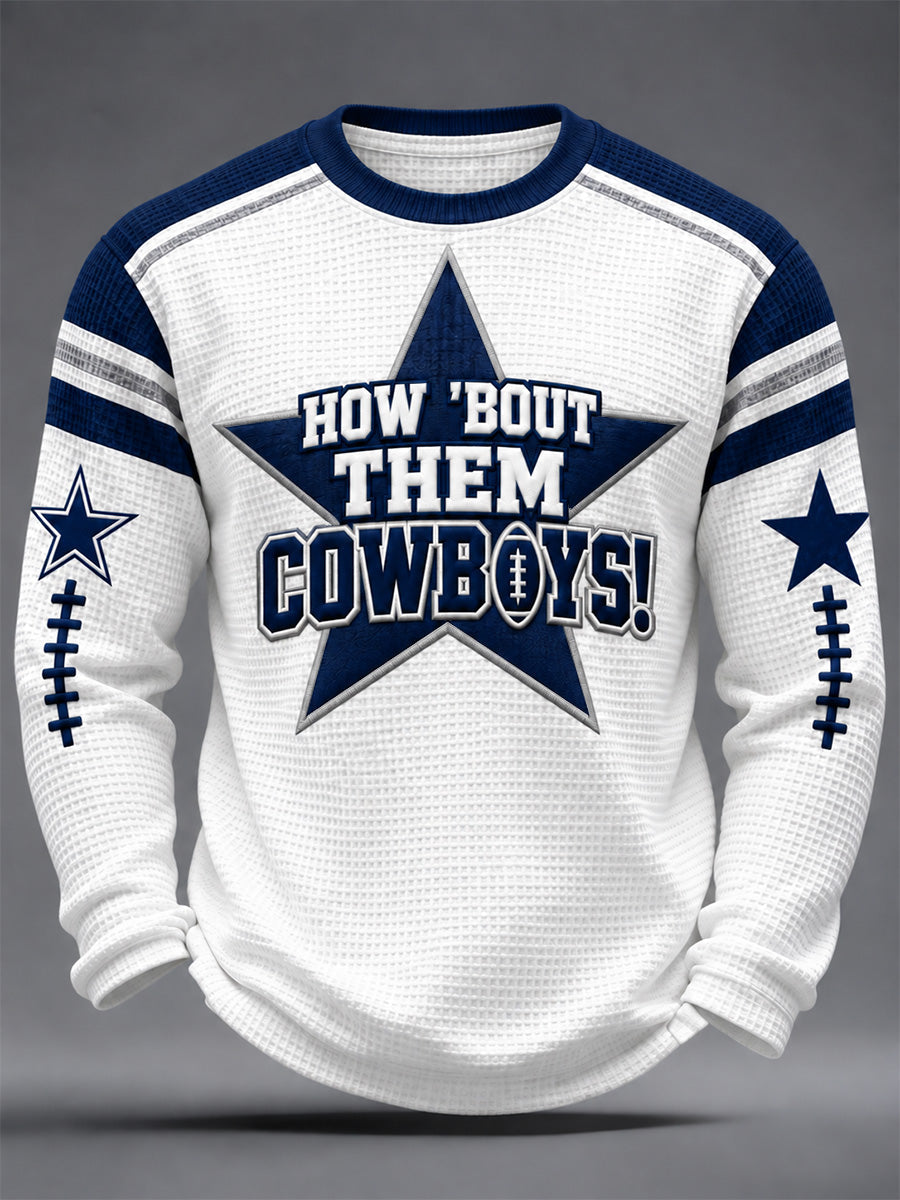 Men's Football Gameday Gift For Football Fans Casual Waffle Long Sleeve T-Shirt gracestitchs