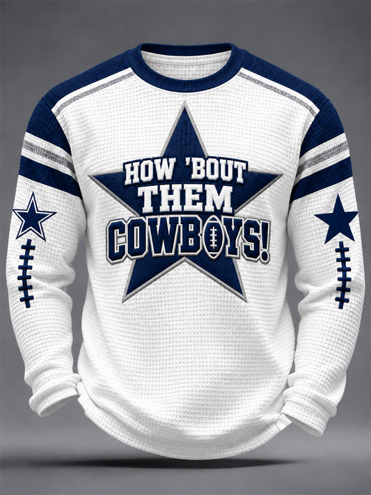 Men's Football Gameday Gift For Football Fans Casual Waffle Long Sleeve T-Shirt gracestitchs