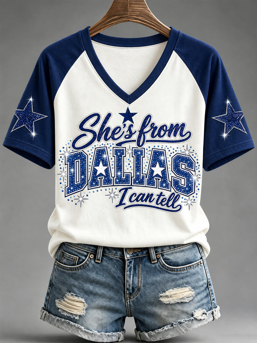 Women's Football Gameday Gift For Football Fans Casual V-Neck Tee gracestitchs