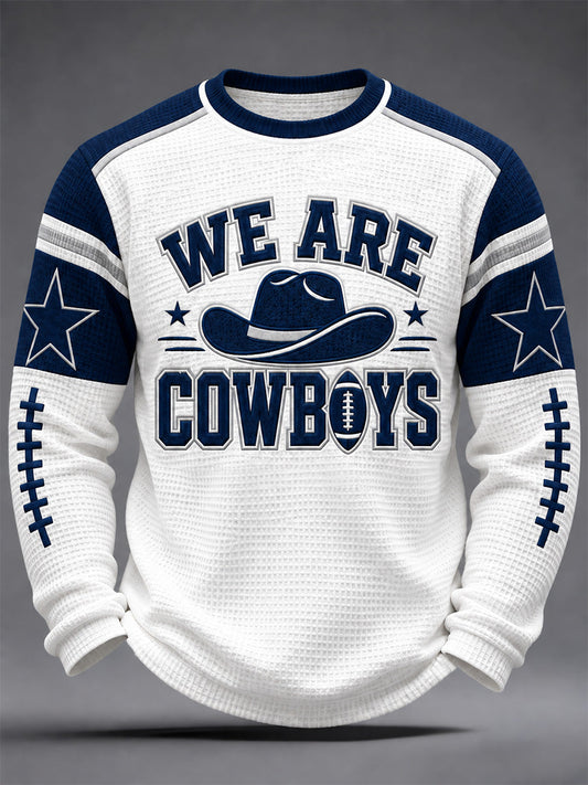 Men's Football Gameday Gift For Football Fans Casual Waffle Long Sleeve T-Shirt gracestitchs