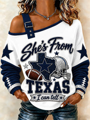 Women's Football Gameday Gift For Football Fans Casual Off-Shoulder Sweatshirt gracestitchs