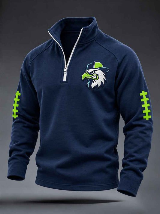 Men's Football Gameday Gift For Football Fans Casual Zipper Sweatshirt