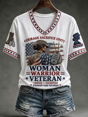 Women's U.S. Veterans Day Printed short-sleeved T-shirt gracestitchs