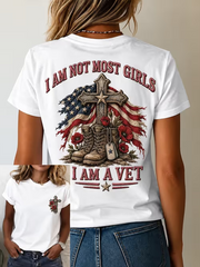 Women's U.S. Veterans Day Printed short-sleeved T-shirt gracestitchs
