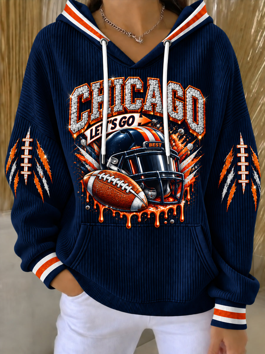 Women's Football Gameday Gift For Football Fans Print Hoodie gracestitchs