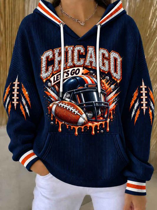 Women's Football Gameday Gift For Football Fans Print Hoodie