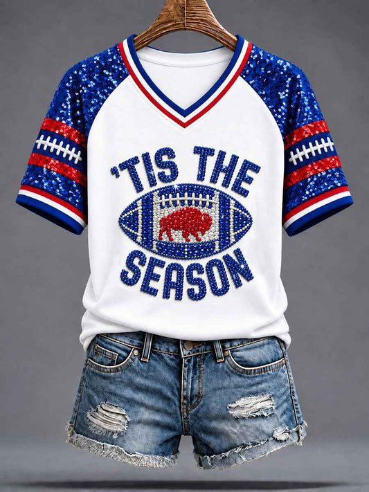 Women's Buffalo Football Fans Lovers Gameday Casual Short-Sleeved T-Shirt