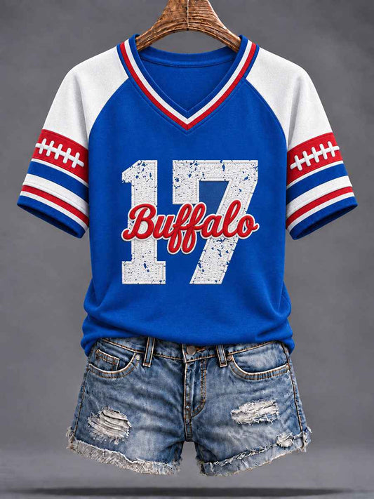 Women's Buffalo Football Fans Lovers Gameday Casual Short-Sleeved T-Shirt